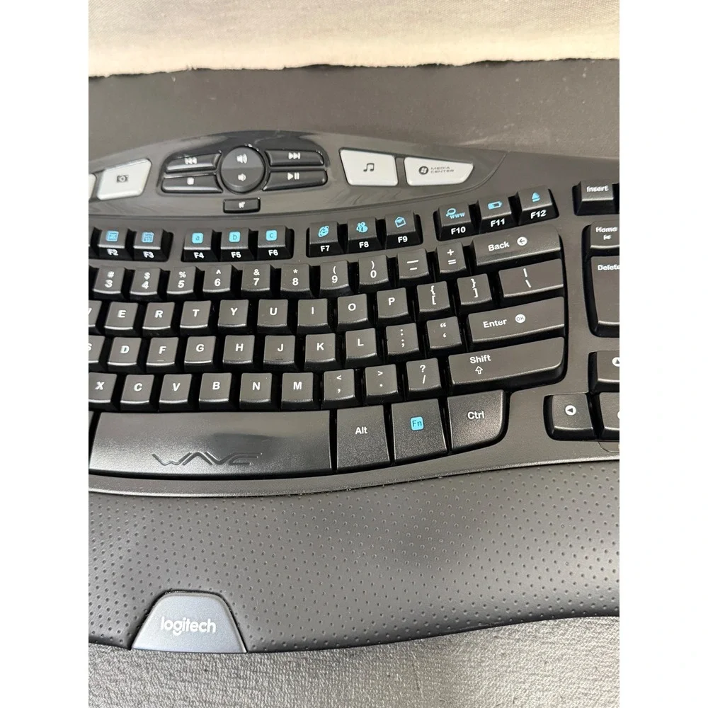 Logitech K350 Wireless Wave Keyboard Dongle Full Size Black Ergonomic Media Keys